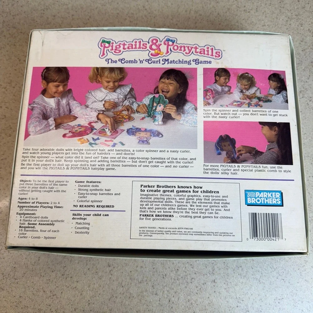 VTG 1989 Pigtails & Ponytails The Comb 'n' Curl Matching Game Parker Brothers